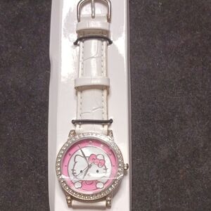 Women's 8" Hello Kitty Pink and White Character Watch with Rhinestone Bezel